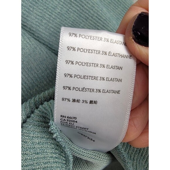 Urban Outfitters Womens Top L  Green Pullover V-Neck Reverse Seam Ribbed Texture - Picture 7 of 15